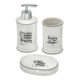 Kit Jogo De Banheiro Com 3 Peças De Cerâmica Branco 250ml