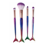 Kit Jogo De Pincel Sereia Maquiagem 4 Unidades Pinceis 
