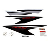 Kit Jogo Faixa Emblema Adesivo Suzuki Gs500 Preta Gs504 Cor Adesivo Lateral Gs500 Preta