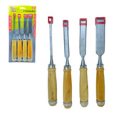 Kit Jogo Formão Profissional Entalhar Esculpir Madeira 4 Pçs