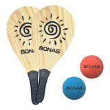 Kit Jogo Frescobol Praia Raquetes 2 Bolas Borracha Semi Pro