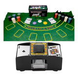 Kit Jogo Lata Poker 200 Fichas Profissional + Embaralhador 