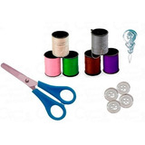 Kit Jogo Para Costura 36 Pecas Linhas Tesoura Agulhas