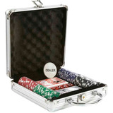 Kit Jogo Poker Maleta Alumínio 100 Fichas 2 Baralhos 5 Dados