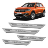 Kit Jogo Soleira Premium Aço Inox Escovado Vw T-cross