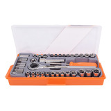 Kit Jogo Soquetes Sextavado C/ Catraca 40 Pcs Reversível