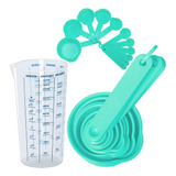 Kit Jogo Xicaras Colheres Medidoras C/ Copo Medidor Receitas