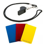 Kit Juiz Futebol Completo Apito + Cordão + Cartão Arbitro