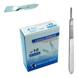 Kit Lâmina De Bisturi N10 C100un + Cabo Bisturi Nº3 Aço Inox