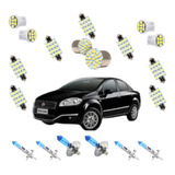 Kit Lampada Super Branca E Led's Farol + Milha Fiat Linea