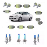 Kit Lampada Super Branca E Led's Farol + Milha Fiat Linea