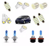 Kit Lampadas Super Branca + Led Farol/milha Honda Fit 04/17