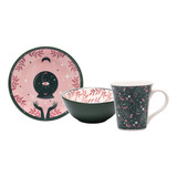 Kit Lanche 3 Peças Unni Magia Oxford Prato+tigela+caneca