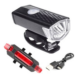 Kit Lanterna E Farol A Prova D'água Bicicleta Luz Ultra Led Cor Preto