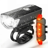 Kit Lanterna Para Bike + Farol Dianteiro Pisca Traseiro Led