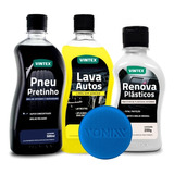 Kit Lava Carro Shampoo + Pretinho + Silicone Gel Vintex