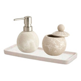 Kit Lavabo Banheiro Porta Sabonete Algodão Bandeja Luxo 3 Pç