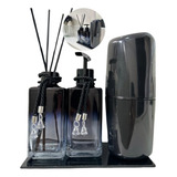 Kit Lavabo Jogo Banheiro Tampa Valvula Bandeja Preto Luxoooo