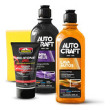 Kit Lavagem Shampoo Pretinho Silicone Carro Moto Proauto