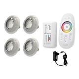Kit Led Piscina Com Controle + 4 Leds Rgb + Fonte 12v