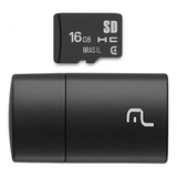 Kit Leitor Usb E Cartão De Memória Micro Sd 16gb Multilaser