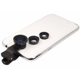 Kit Lentes Fisheye 3x1 + Wide + Macro P/ iPhone Galaxy