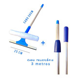 Kit Limpa Vidros Com Rodo 25cm E Extensor 3m + Cabo 50cm