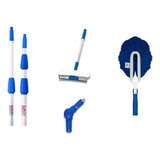 Kit Limpa Vidros Com Rodo 45cm E Extensor 4,5m + Espanador