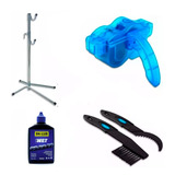 Kit Limpador De Corrente Bike + Suporte Pé De Galinha 5 Em 1
