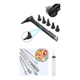 Kit Limpador De Ouvido C/ Pinças+otoscópio +seringa Adaptada