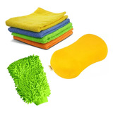Kit Limpeza Automotiva 1 Flanela + Bucha E Luva Microfibra