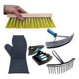 Kit Limpeza Cavalo Rodo Raspador Pente De Crina Escova Luva