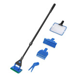 Kit Limpeza De Aquário Raspador De Algas C/ Cabo Multifunção
