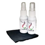 Kit Limpeza De Óculos 2 Limpa Lentes+3 Flanelas Microfibra 