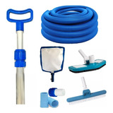 Kit Limpeza Piscina Aspirador Peneira Escova