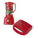 Kit Liquidificador Mondial + Sanduicheira Cadence Vermelhos