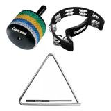 Kit Liverpool Triângulo Tr30 + Afoxe Afpr + Pandeiro Pml001