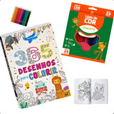 Kit Livro 365 Desenhos + Caixa Com 24 Lápis De Cor Brinquedo