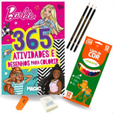 Kit Livro Barbie 365 Desenhos Para Colorir + Caixa 12 Lapis