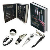 Kit Livro Vinho Luxo Abridor Saca