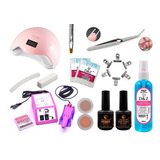 Kit Lixadeira Motor Fibra De Unha Top Coat Presilha Acrigel