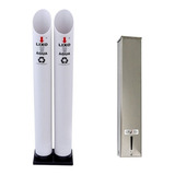 Kit Lixeira E Porta Copo Descartavel Inox Pvc Duplo Agua