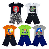 Kit Lote 10 Peças De Roupa Menino Infantil Camiseta + Short