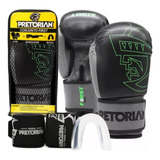 Kit Luva Boxe Muay Thai Pretorian First Preta E Cinza 