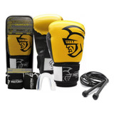 Kit Luva Boxe Thai Pretorian Elite Amarela +band+bucal+bolsa