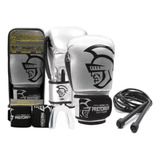 Kit Luva Boxe Thai Pretorian Elite Silver +band.+bucal+bolsa