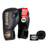 Kit Luva De Boxe Muay Thai Dourada Bandagem Elástica 12oz