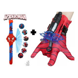 Kit Luva Lança Teia + Relógio Projetor Imagens Homem Aranha 