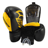 Kit Luva Muay Thai Pretorian Black Line + Bandagem + Bucal