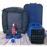 Kit Luxo Caminha Transporte Casinha Plástica Para Cães Peq